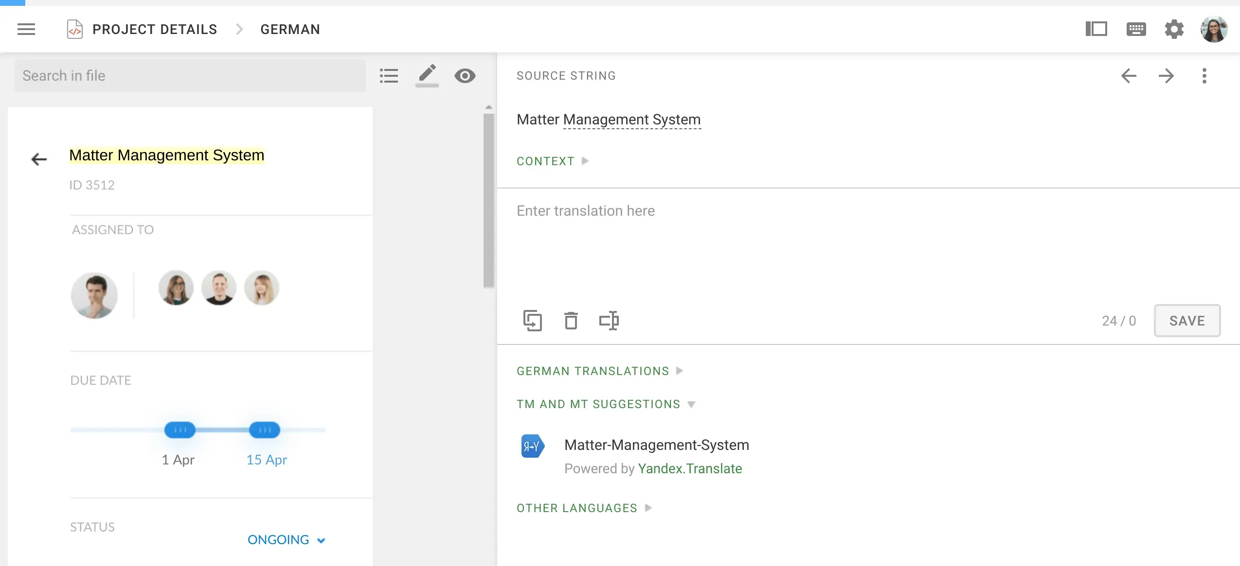 Screenshot of translations applied within a Sketch design file.